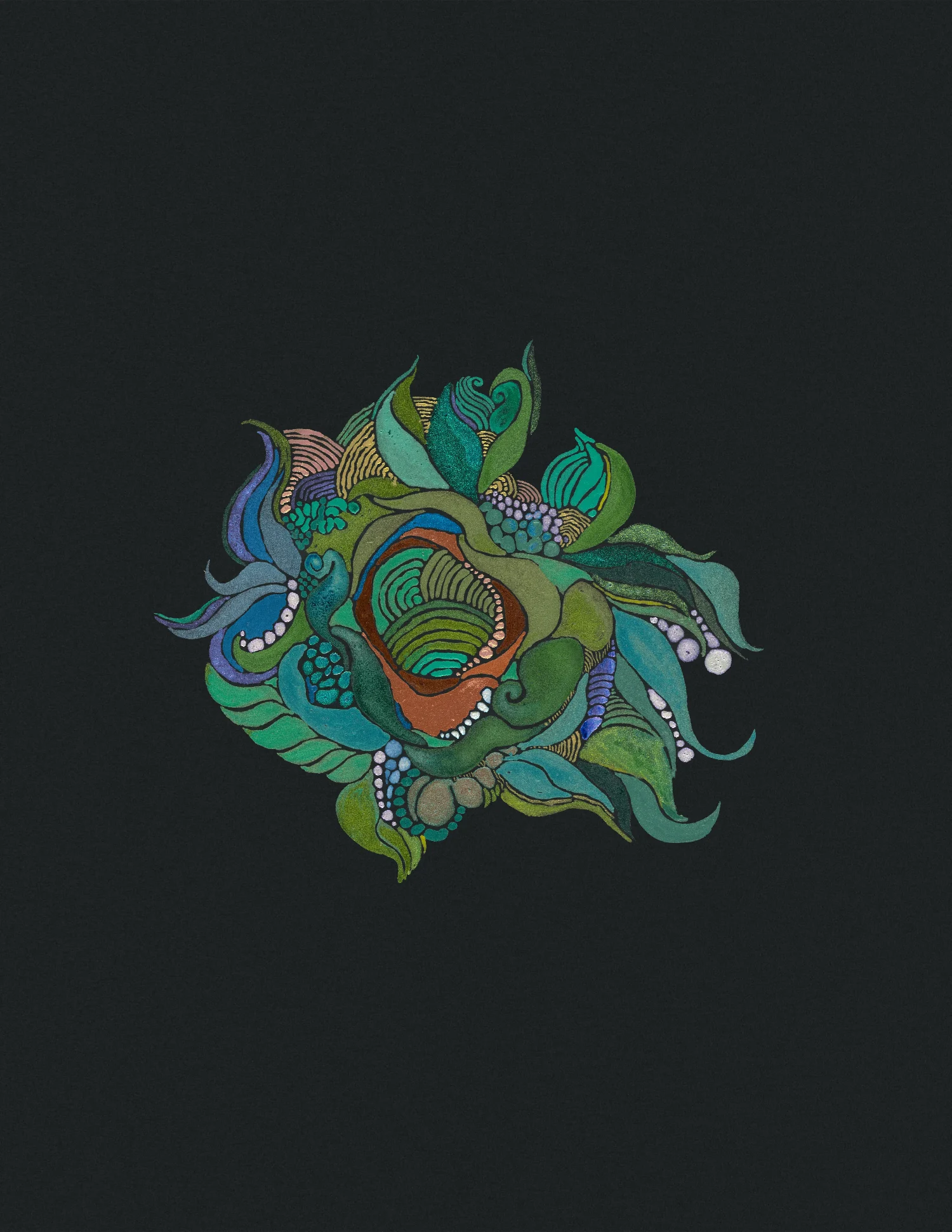 Cell Paintings: As Above, So Below — watercolor on black archival paper