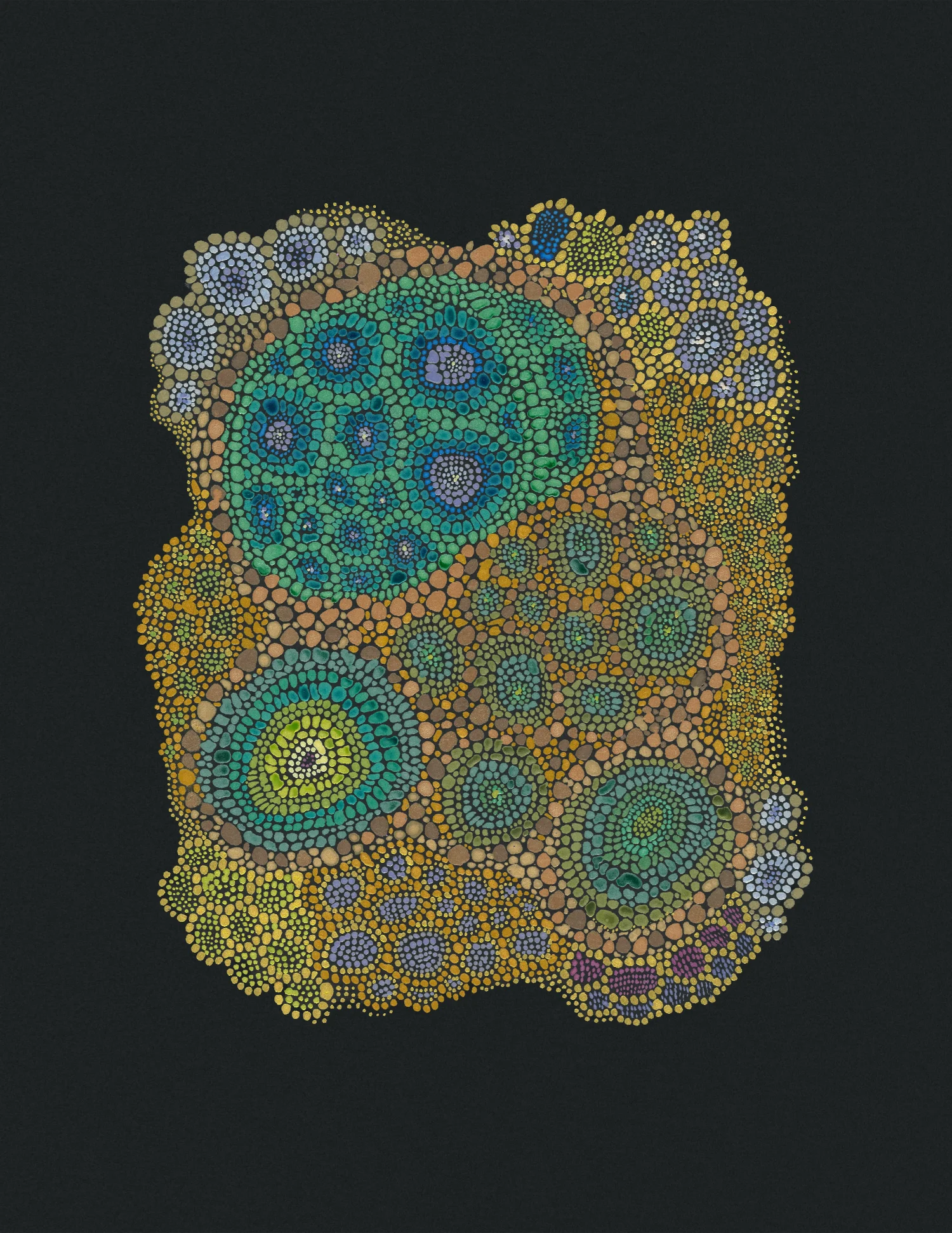 Cell Paintings: As Above, So Below — watercolor on black archival paper