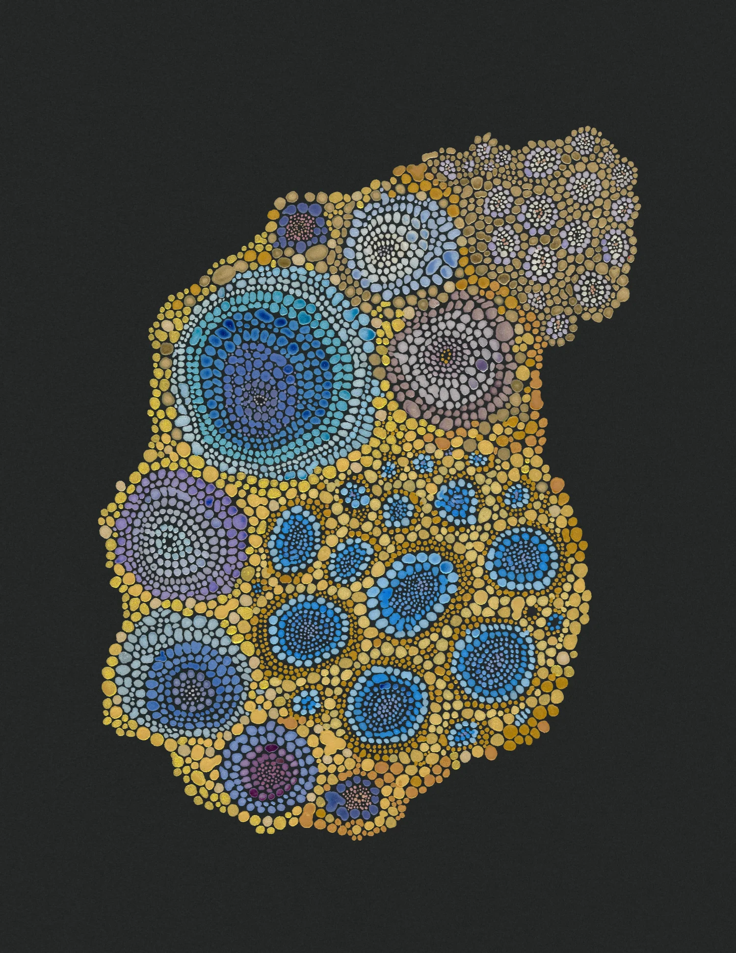 Cell Paintings: As Above, So Below — watercolor on black archival paper