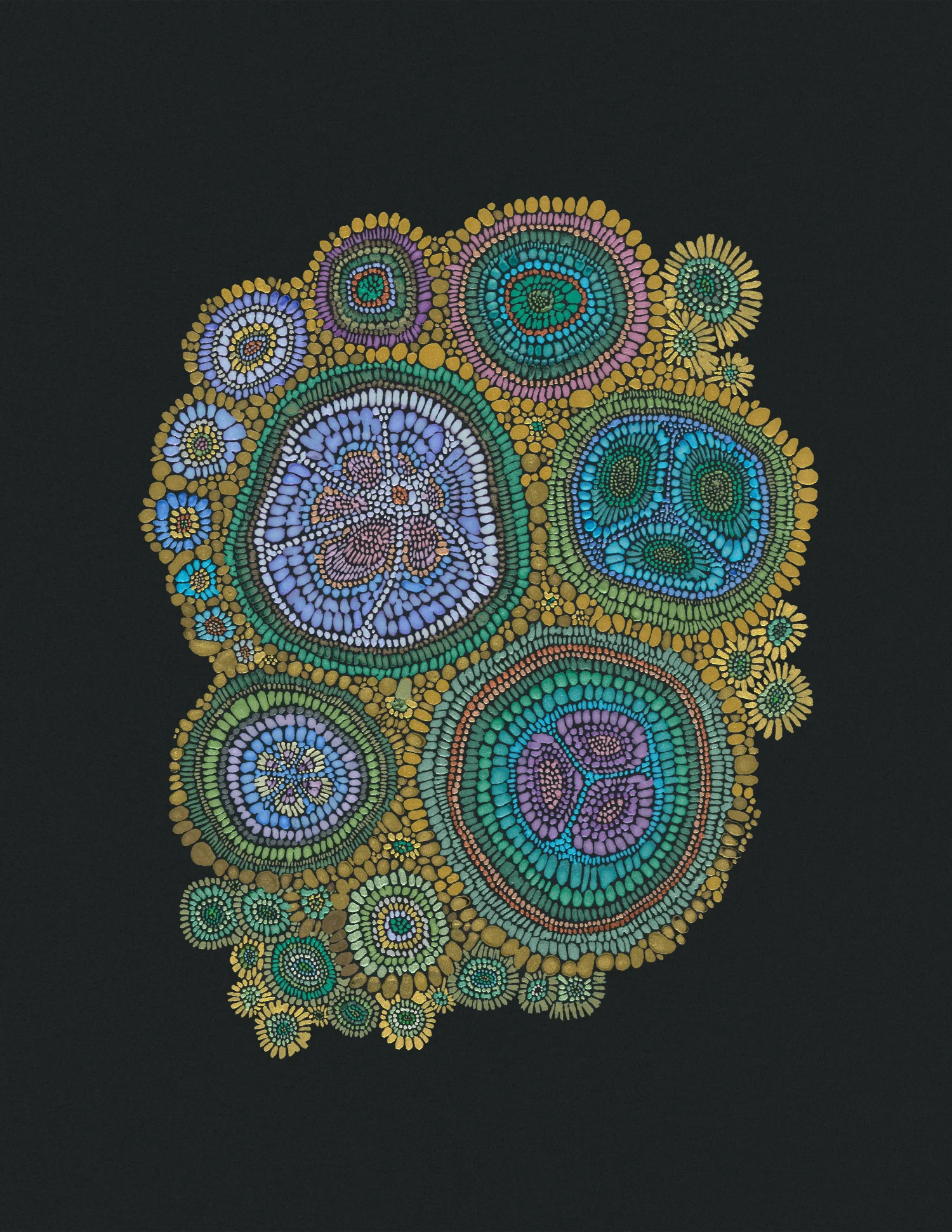 Cell Paintings: As Above, So Below — watercolor on black archival paper